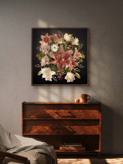 Elegant Floral Bouquet Featuring Lilies and Roses