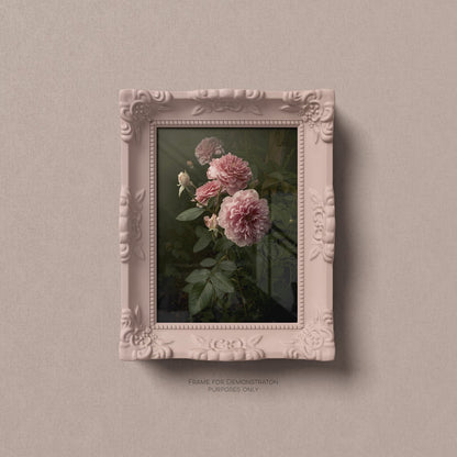 English Garden Roses Print, Elegant Painted Style, Original Photography