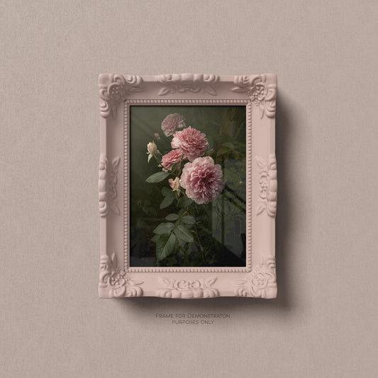 English Garden Roses Print, Elegant Painted Style, Original Photography