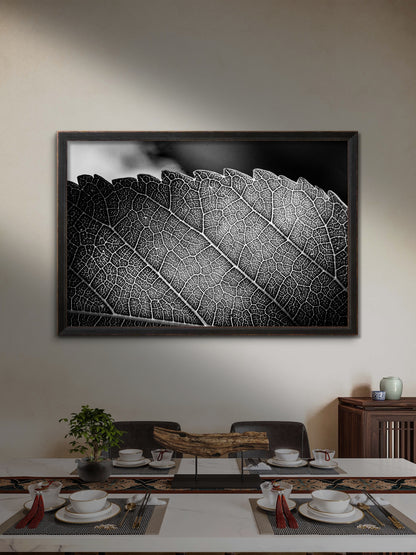 Black and White Leaf Vein Horizontal Print