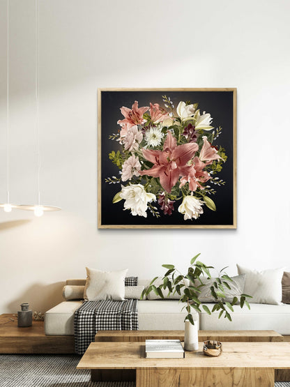 Elegant Floral Bouquet Featuring Lilies and Roses
